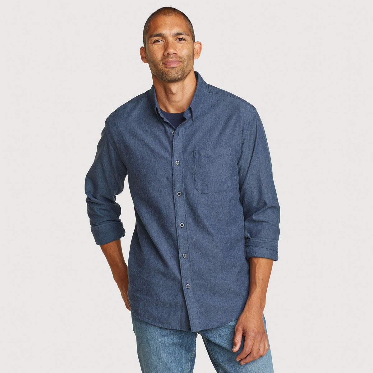 34-159-CAMISA MANGA LARGA 1 POCKET EFF- SOLID-EDDIE BAUER